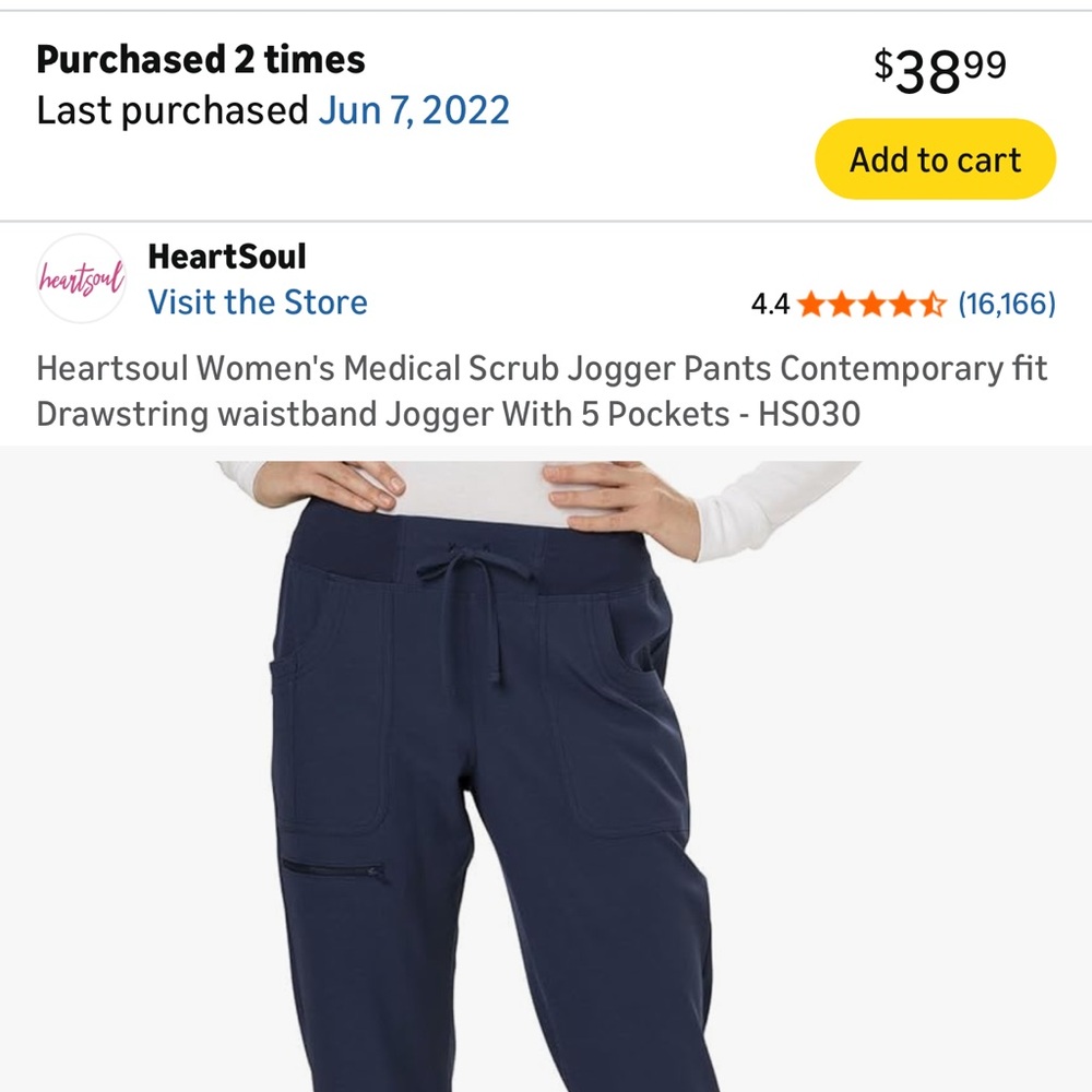 HeartSoul Navy Blue Drawstring Jogger Scrub Pants - Picture 6 of 6